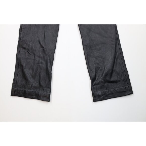 Vintage 90s Streetwear Womens 4 Distressed Soft Lambskin Leather Pants Black - Picture 14 of 15